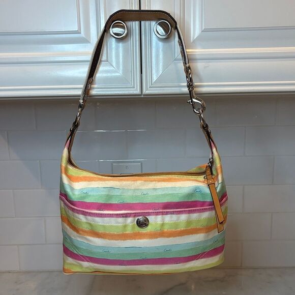 Coach Y2K Hampton Pastels Watercolor Stripe Hobo Shoulder Bag - Picture 1 of 16